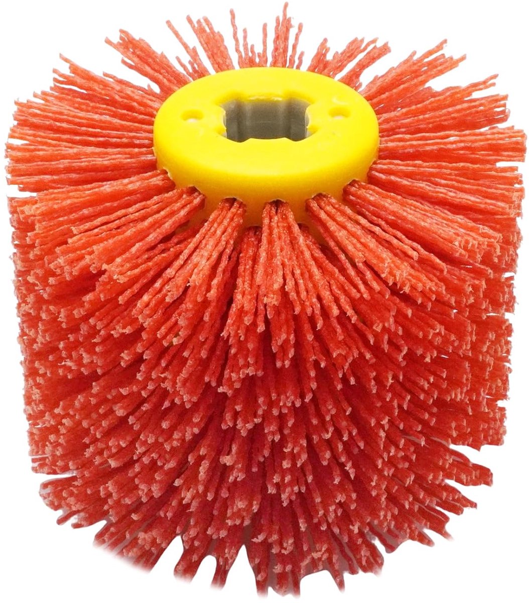 Nylon Brush, 120 Grit 120x100mm Sanding Brush, for Satin Machines, Woodworking and Metal Polishing, Red - ShopVlot