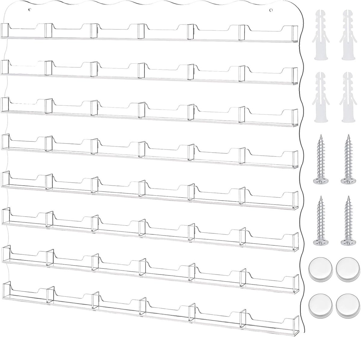 1 stuks acryl wandhouder met 48 vakken, 9 x 6,5 cm, hangende naamplaathouder, voorgeboorde organizer, standaard voor - ShopVlot