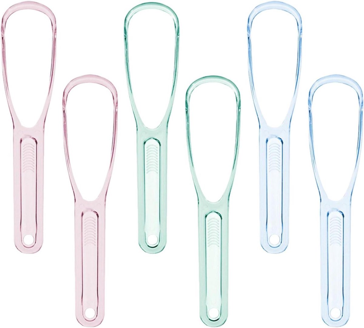 Tongreinigers Set - Mondverzorging Tool - Dagelijkse Mondhygiëne - Herbruikbaar Plastic - 6 Stuks - Diverse Kleuren