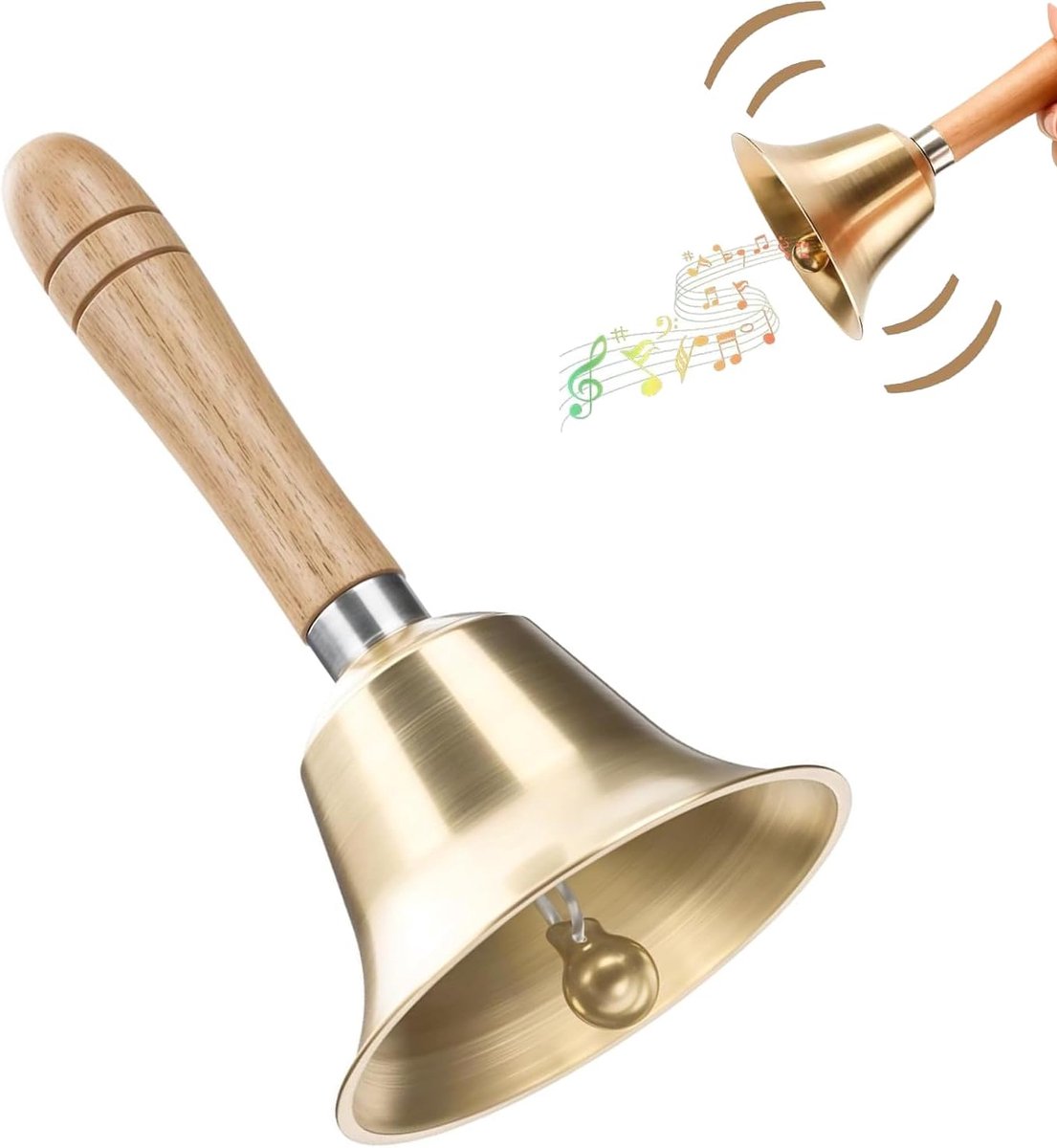 Super luide Handbel, Handbel Messing Handbel, Kerstbel Handvat Massief Houten Handvat Metalen Klokken Met Houten - ShopVlot