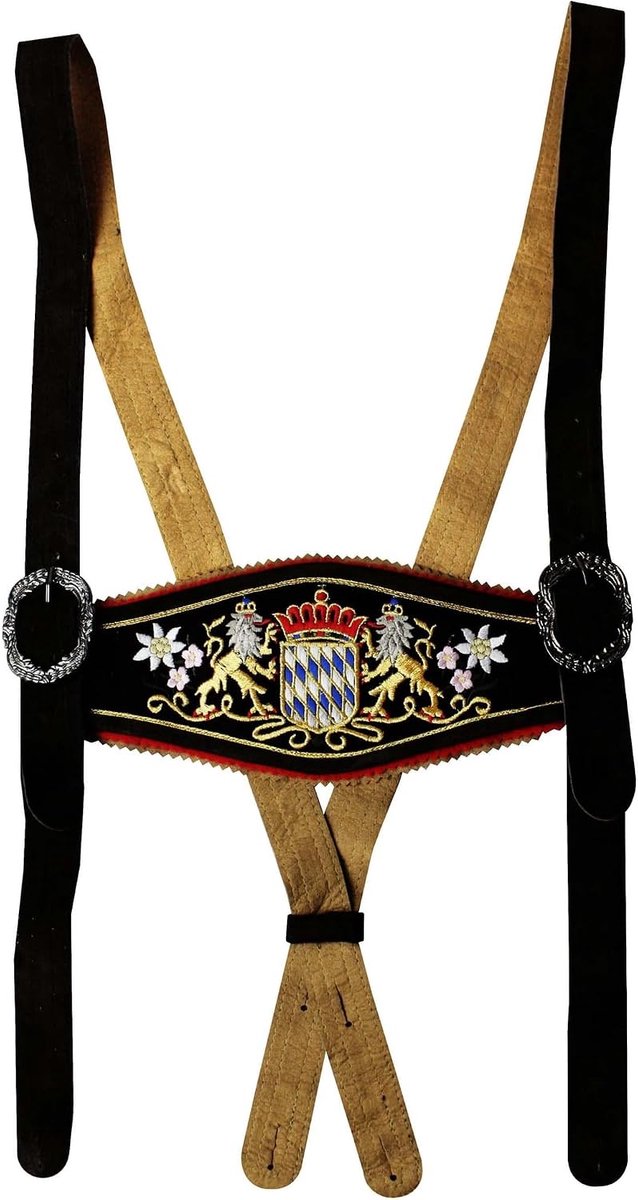 German Wear Braces for traditional lederhosen with Bavarian coat of arms embroidery - ShopVlot