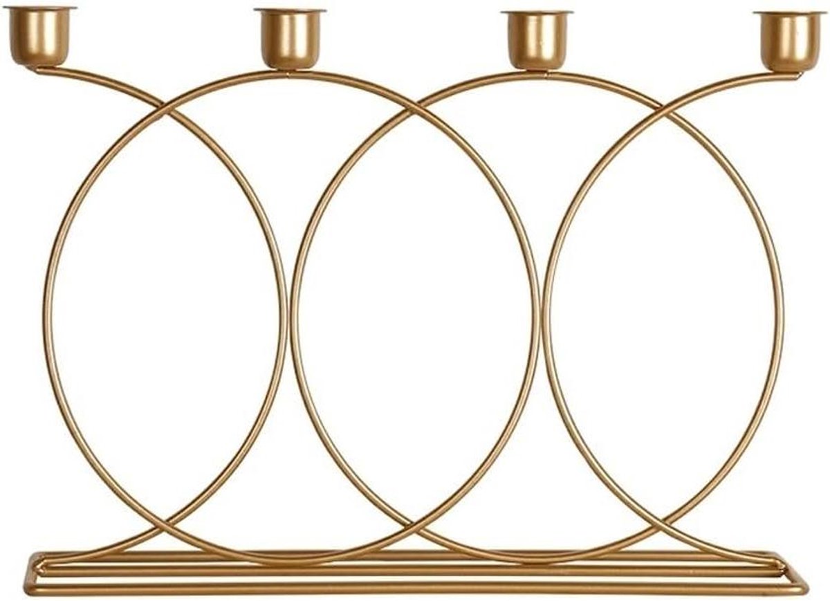 Metalen Kandelaar - Vloerkandelaar Kaarsenhouder - Feestelijke Decoratie - Eenvoudig Mat Oppervlak - 33 cm x 23 cm - Goud