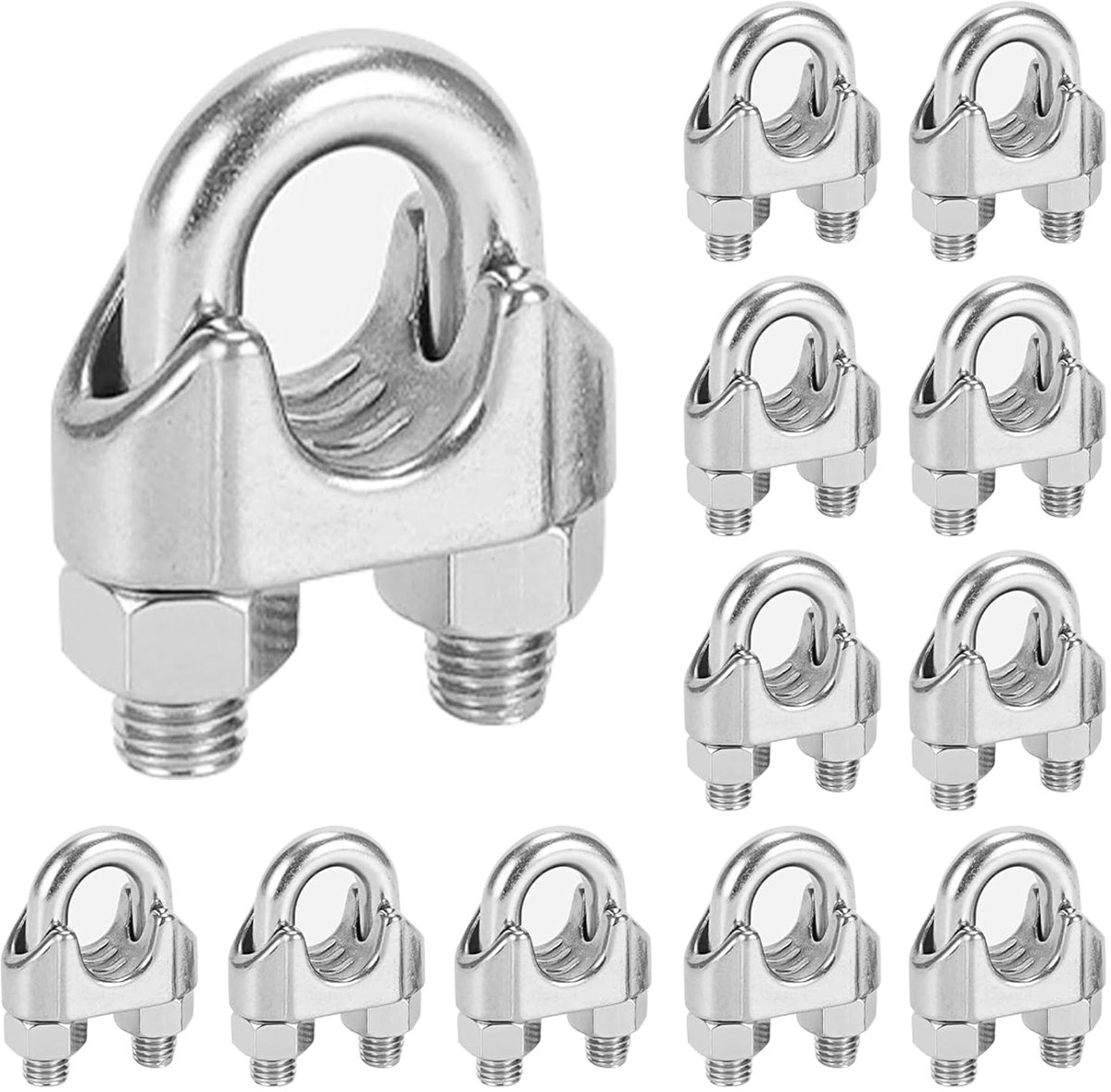 Kabelclips Pack van 12 - U-vormige RVS 304 - Roestvrij en Corrosiebestendig - Ideaal voor Kabelbevestiging - ShopVlot