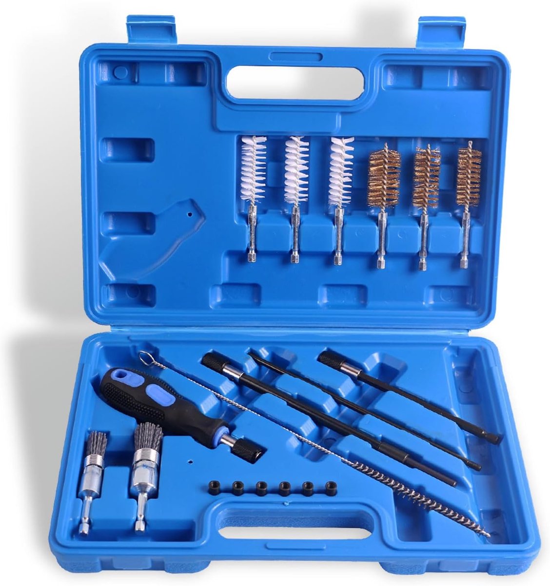 Injector reinigingsset 19-delig - staal en nylon borstels - effectief tegen roest en koolstofafzettingen - ShopVlot