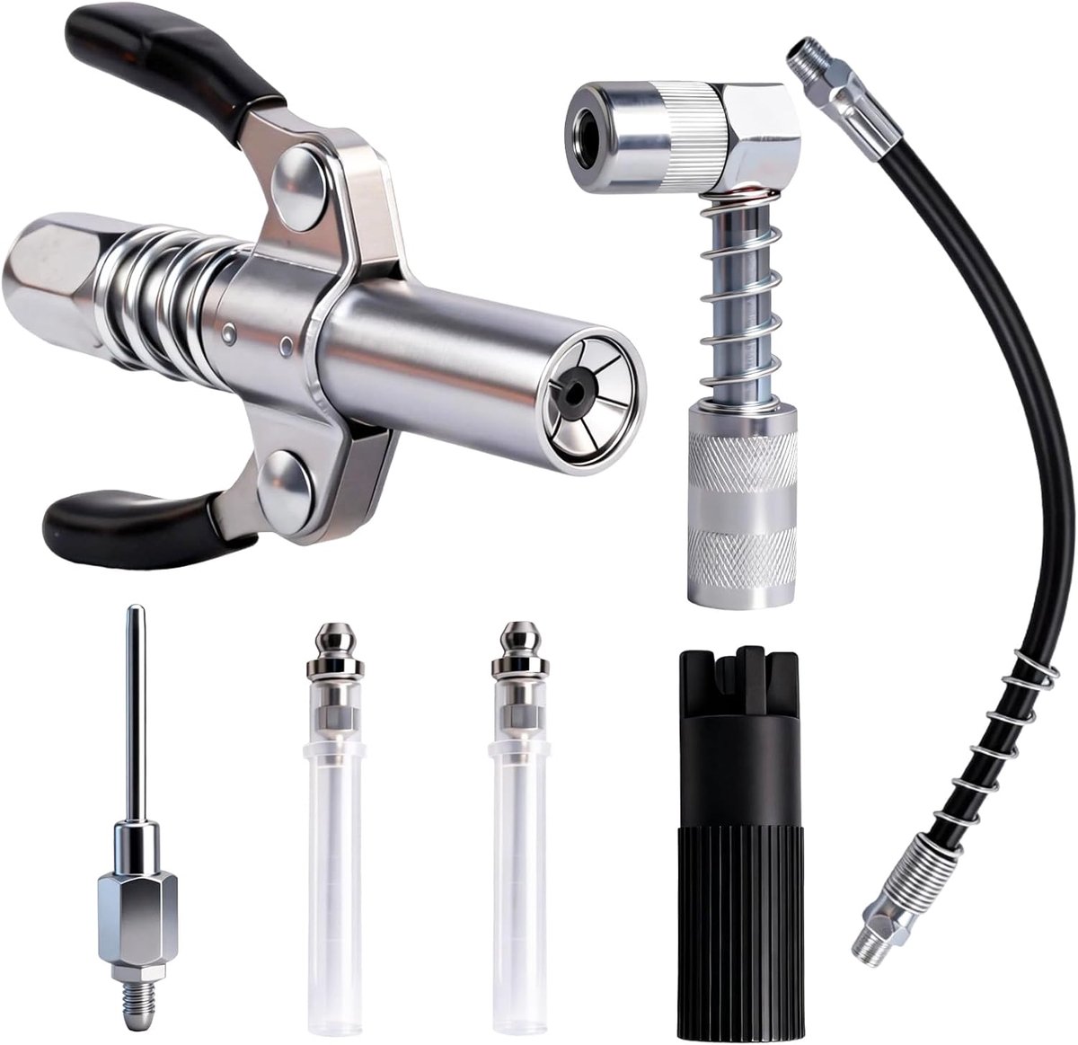 Grease press nozzle set van 7 - hoogwaardige adapter met 30 cm slang - voor optimale smering - ShopVlot