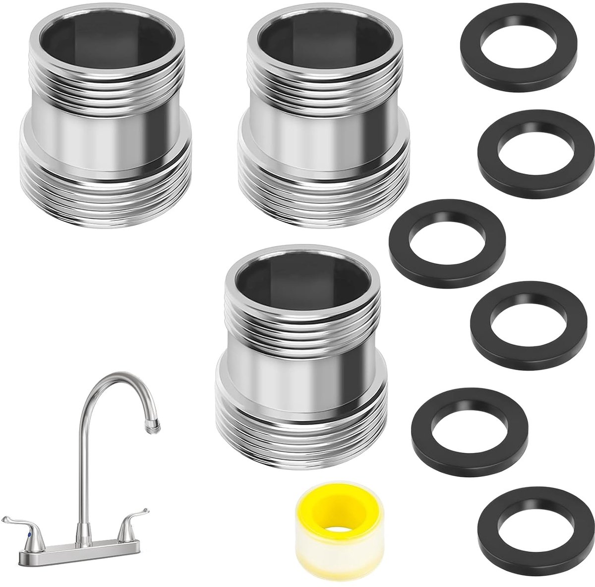 Kraanadapter M20 naar M22 - 3 stuks met afdichtingen - wateraansluiting voor tuinslang - betrouwbare oplossing - ShopVlot