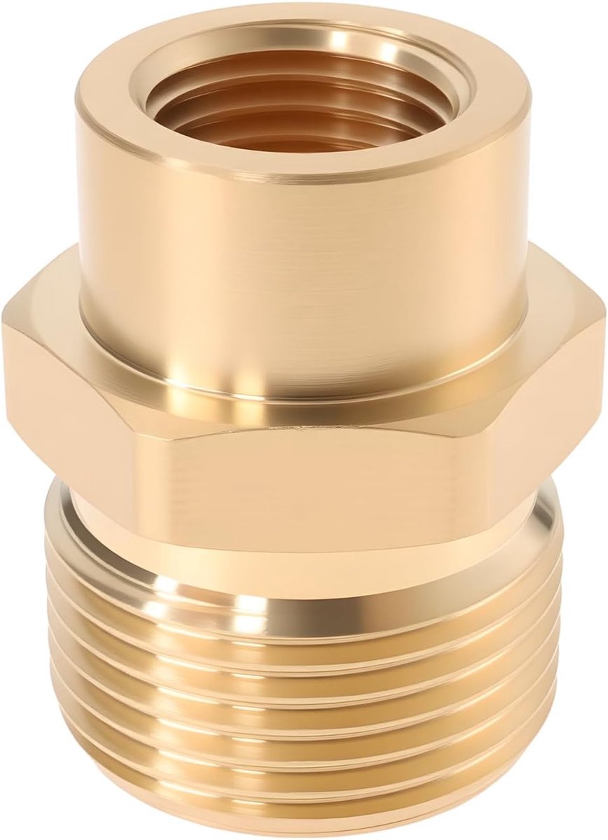 Drukreiniger connector G1/4" vrouwtje naar M22x1.5 mannetje - messing - duurzaam - veelzijdig gebruik - ShopVlot