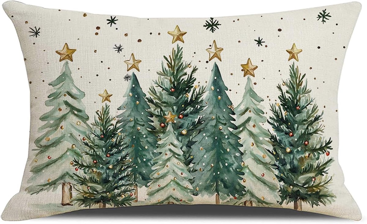 Kussenhoes Kerst 30 x 50 cm - Linnen Kussenhoes - Machinewasbaar - Feestelijke Sfeer in Huis - ShopVlot