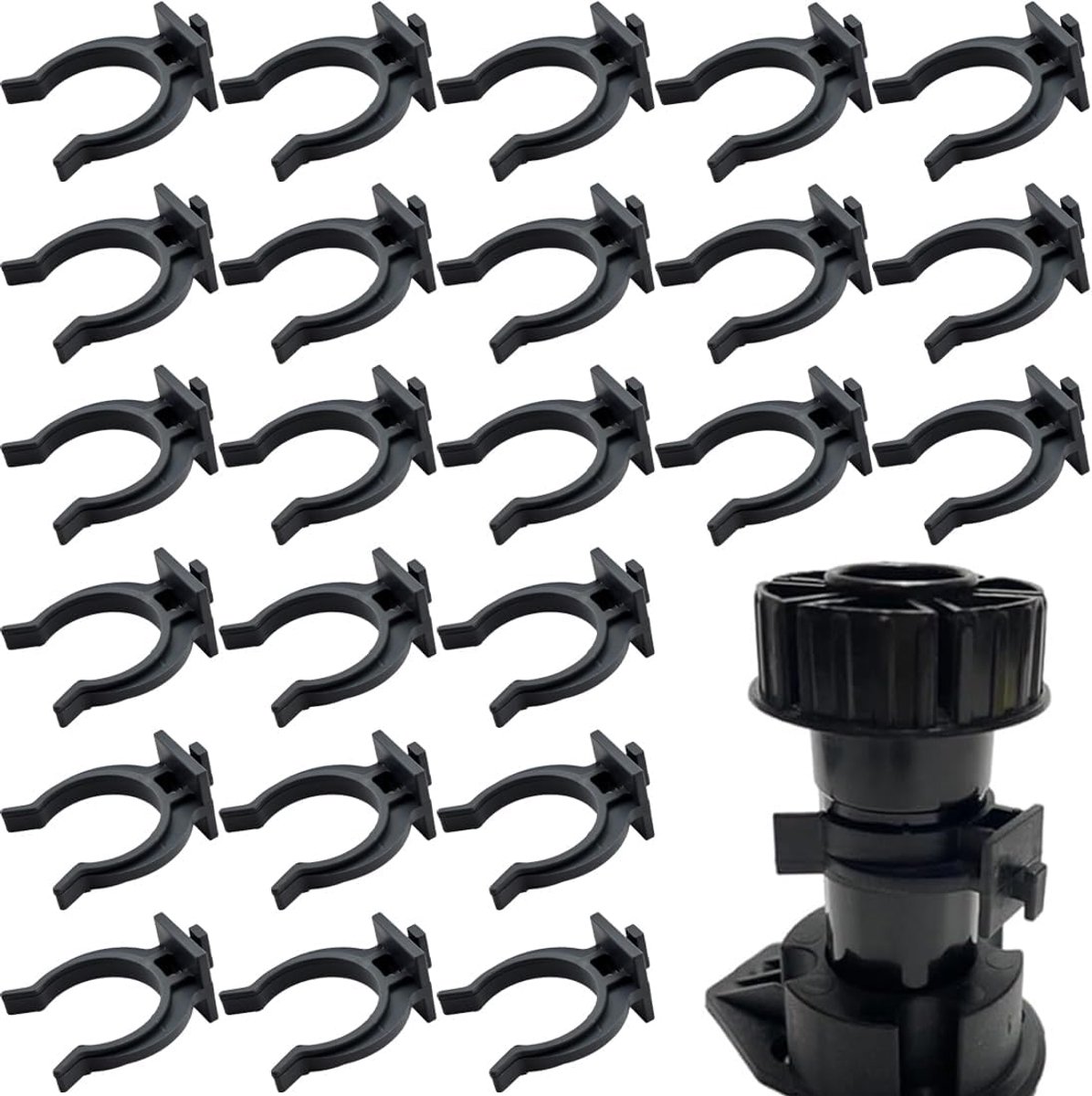 Keukenplintclips 30 stuks - Zwart - Bevestigingsclips voor 32-36 mm - Ideaal voor een nette afwerking - ShopVlot