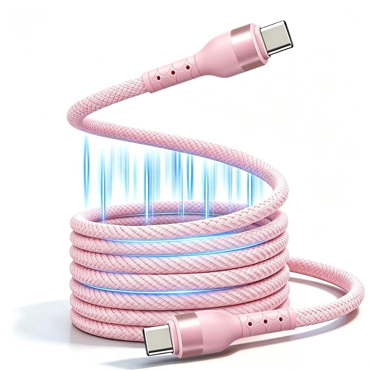 Oplaadkabel USB C 1,5 m - magnetisch en elastisch - knoopvrij en snel opladen - perfect voor auto en kantoor - ShopVlot