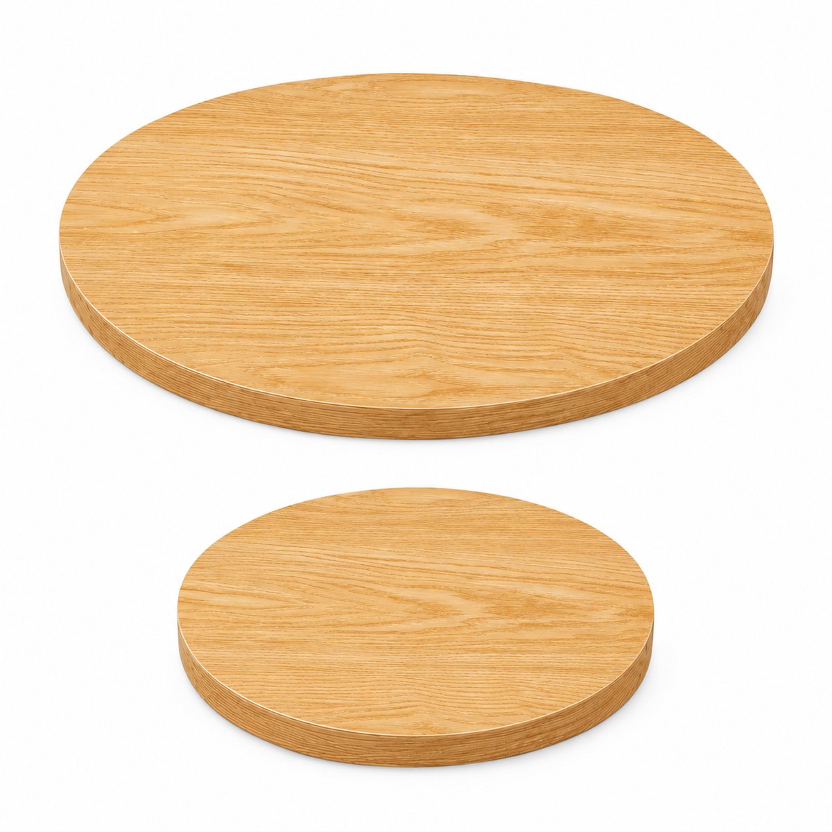 Set Ronde Tafelbladen 70 cm + 50 cm - 2 Stuks MDF Tafelblad Met Melamine - Houtlook