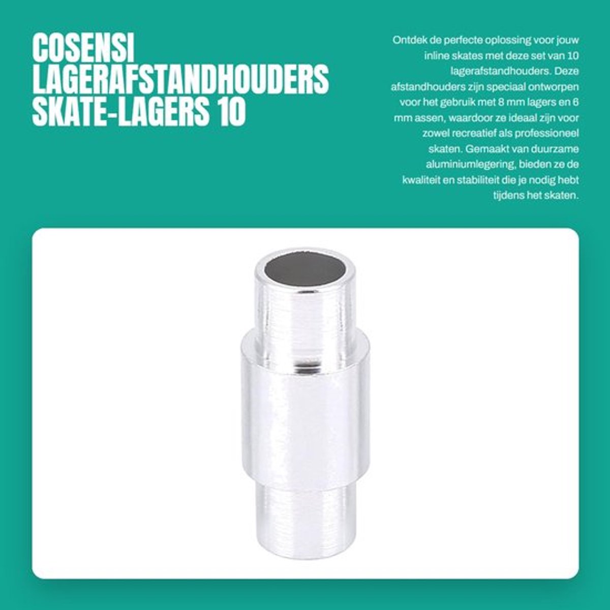 Lagerafstandhouders 10 stuks - Aluminium afstandhouders - Skate-lagers - Inline skates - 8 mm lagers - 6 mm assen - Totale lengte 23,5 mm