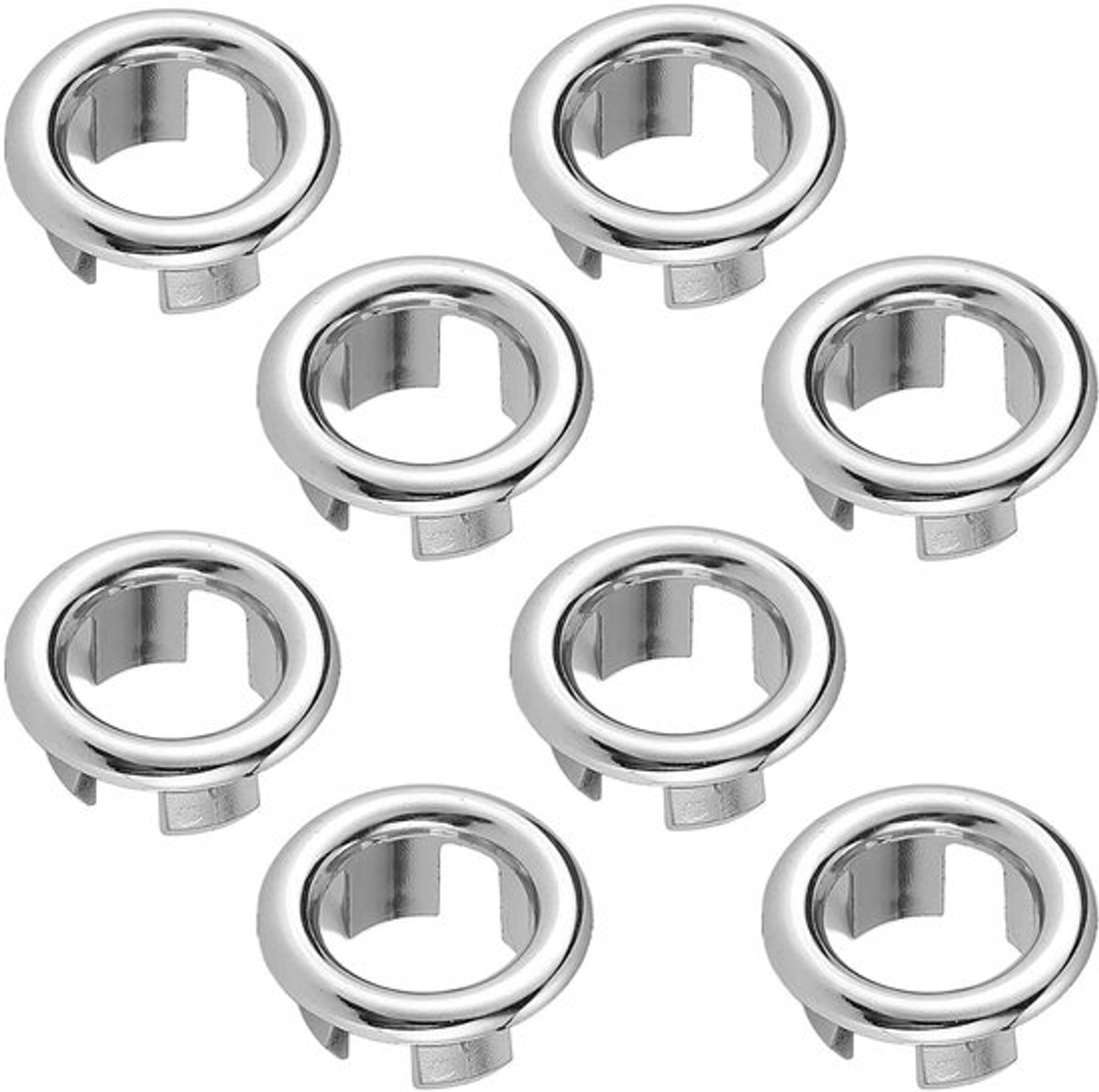 Gootsteenoverloopring 8 Stuks - Universele Overloopafdekking - Zinken Afvoerdop - Eenvoudige Installatie - Geschikt voor Keuken/Badkamer