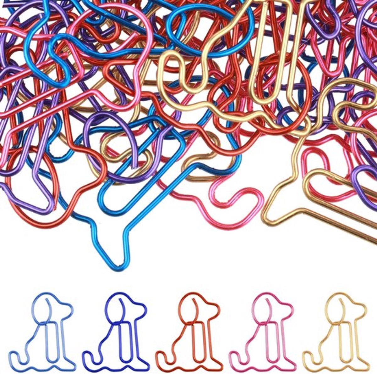 Papieren Klemmen 50 Stuks - Dierenvorm - Metalen Klemmen - Kleurrijke Paperclips - Grappige Kantoorgeschenken - 3 x 2,5 cm