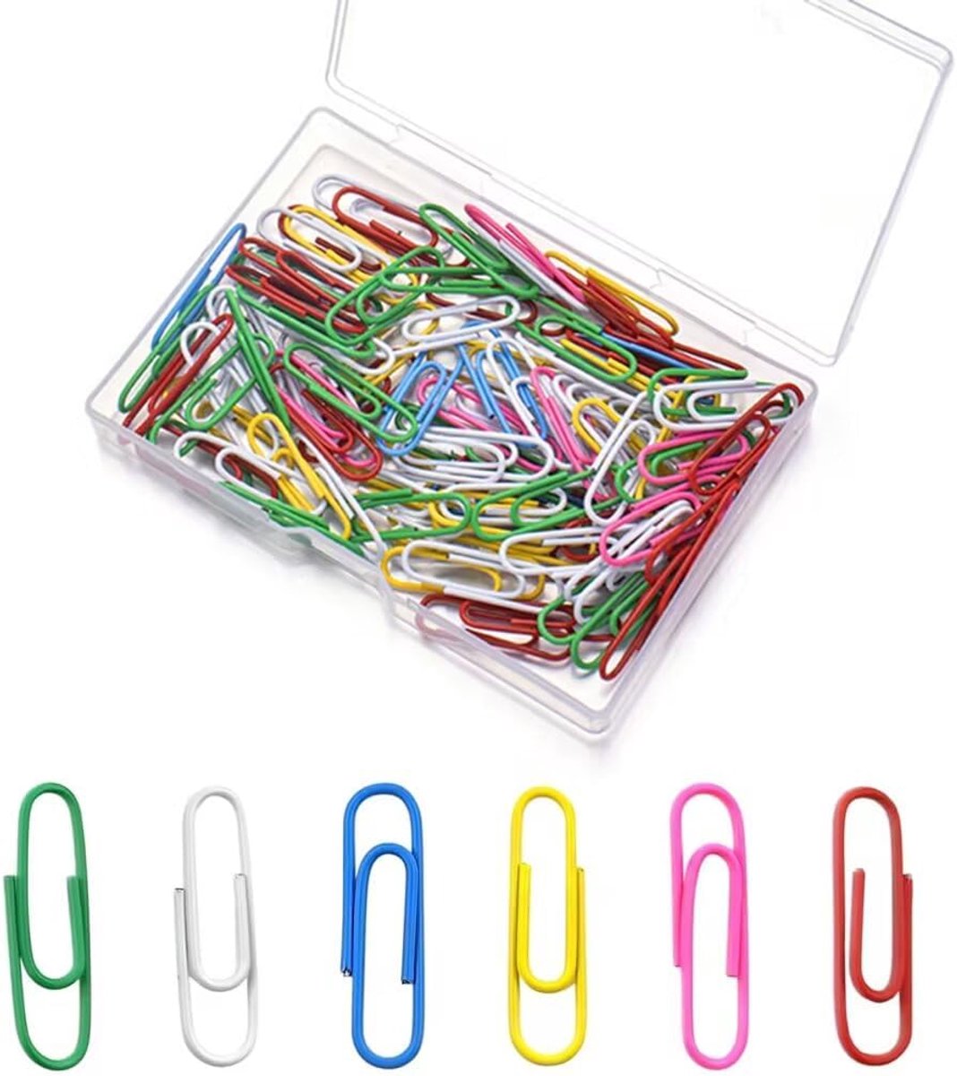 Paperclips 200 stuks - gecoate metalen paperclips - meerkleurig - beschermt documenten - ShopVlot