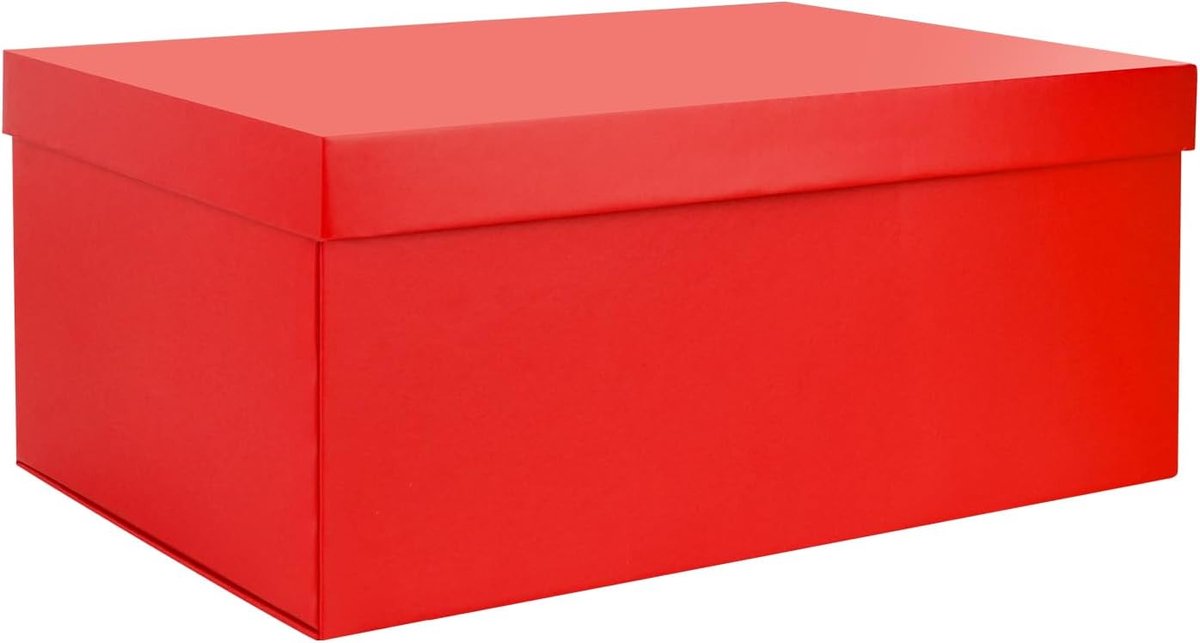 Opbergdoos 30 x 20 x 12 cm - Rode kartonnen opbergdoos met deksel - Stevig en duurzaam - Ideaal voor thuis en kantoor - ShopVlot