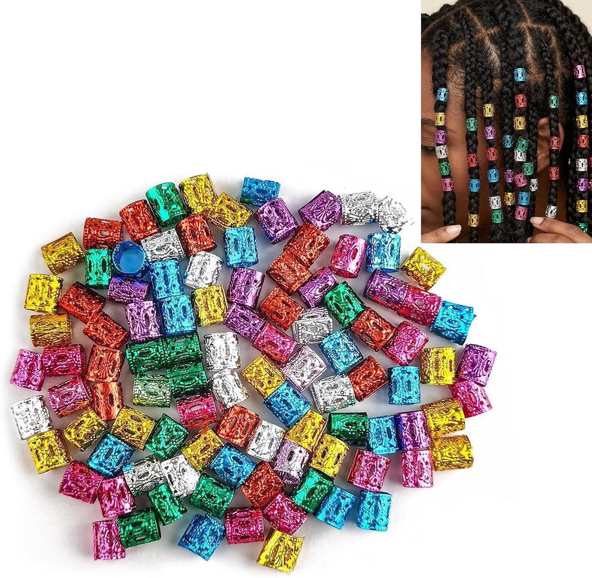 Dreadlocks sieraden 100 stuks - kleurrijk - metalen haarringen - toon je persoonlijkheid - ShopVlot