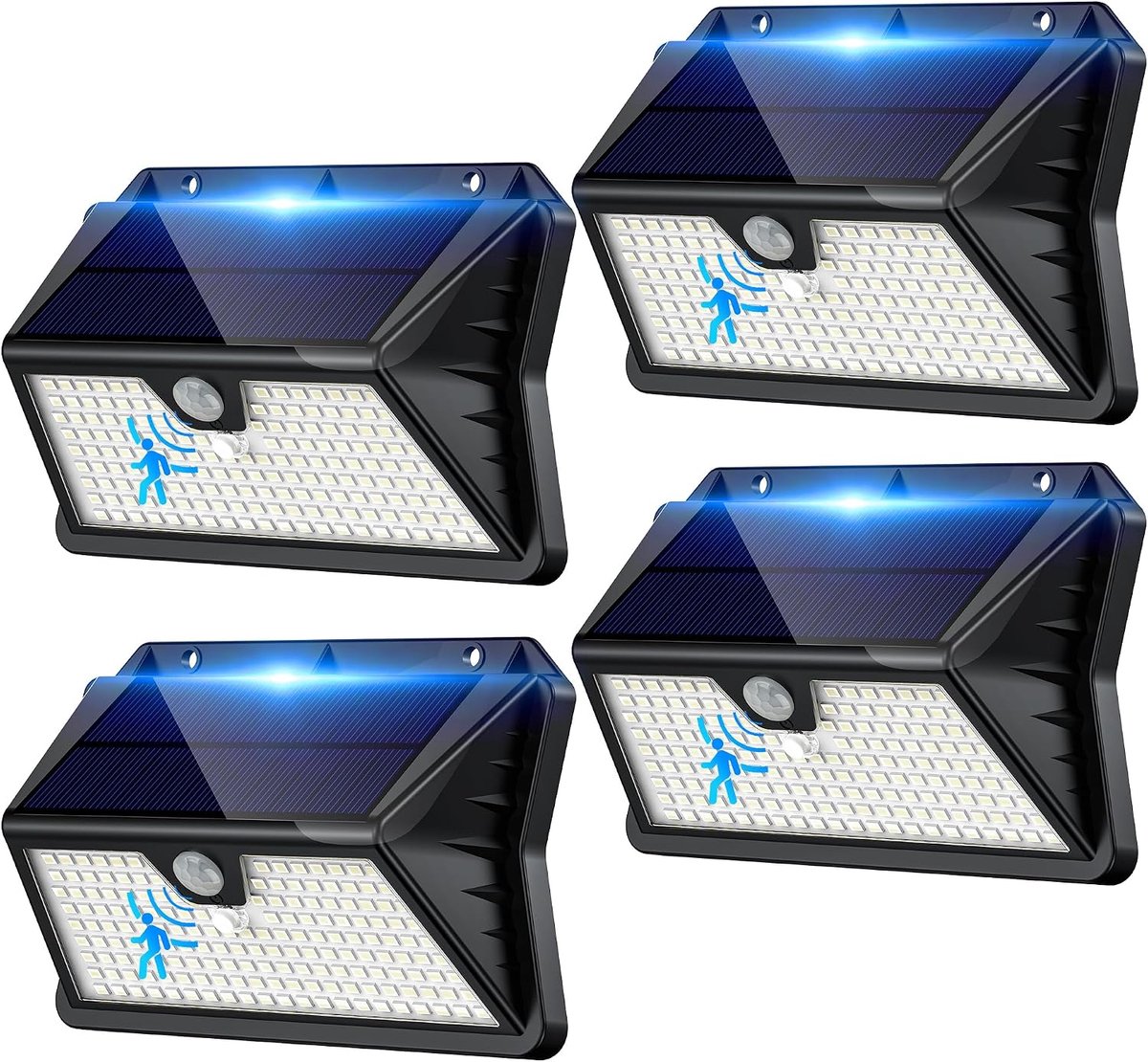 Solar buitenverlichting met sensoren - 4 LED spots - 3 modi - IP65 waterdicht - veilig verlichten van tuin of garage - ShopVlot