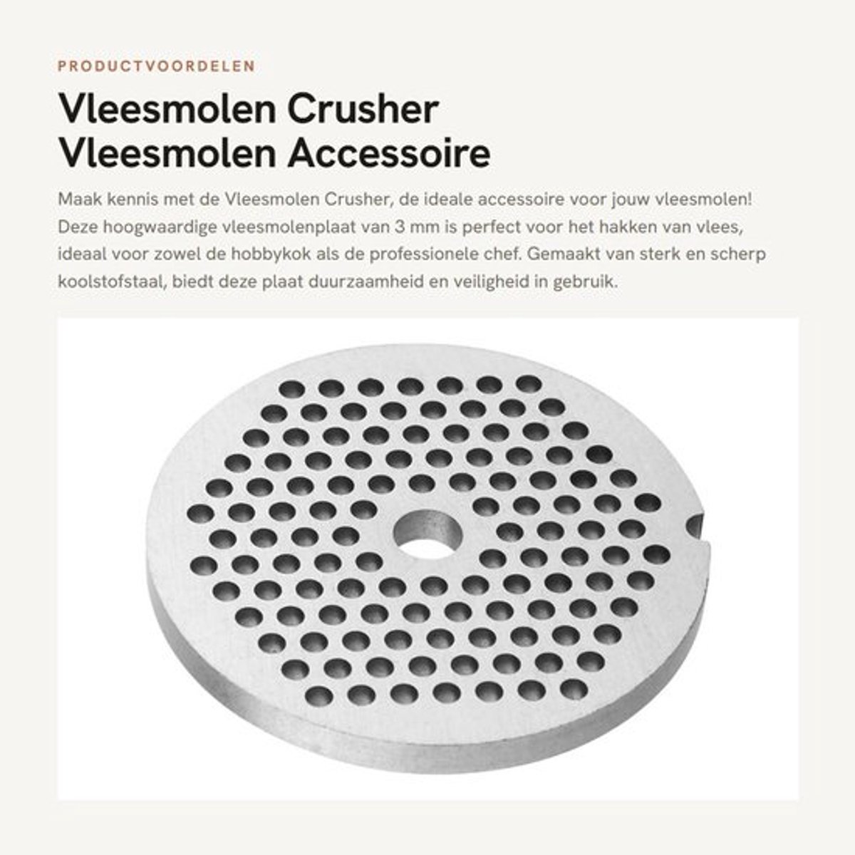Vleesmolenplaat 3mm - Vleesmolen Accessoire - Hakmolen - Koolstofstaal - Duurzaam - Vaatwasmachinebestendig
