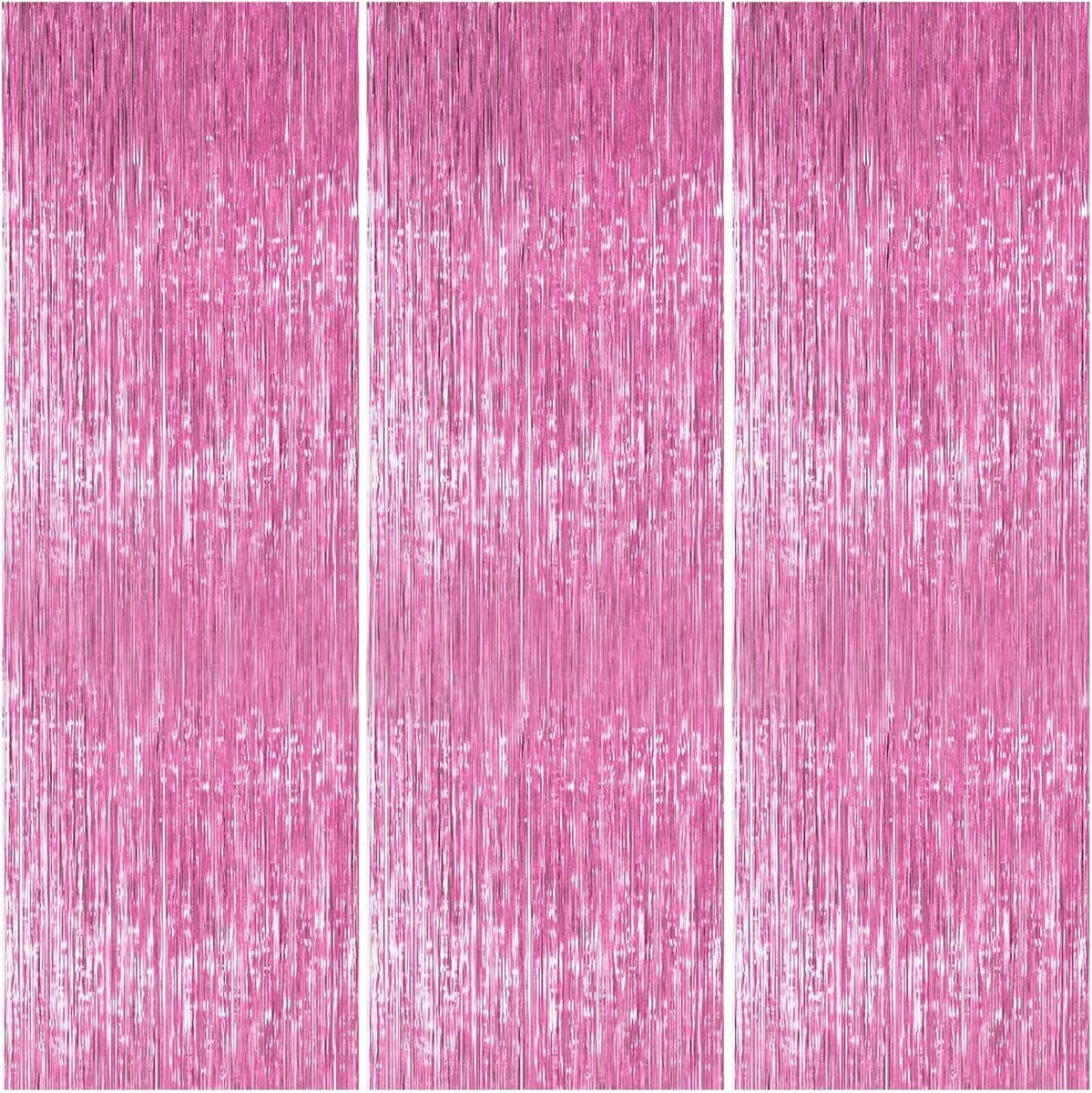 Franjesgordijn 1 x 2 m - glanzend roze - 3 stuks - perfecte achtergrond voor feesten - ShopVlot