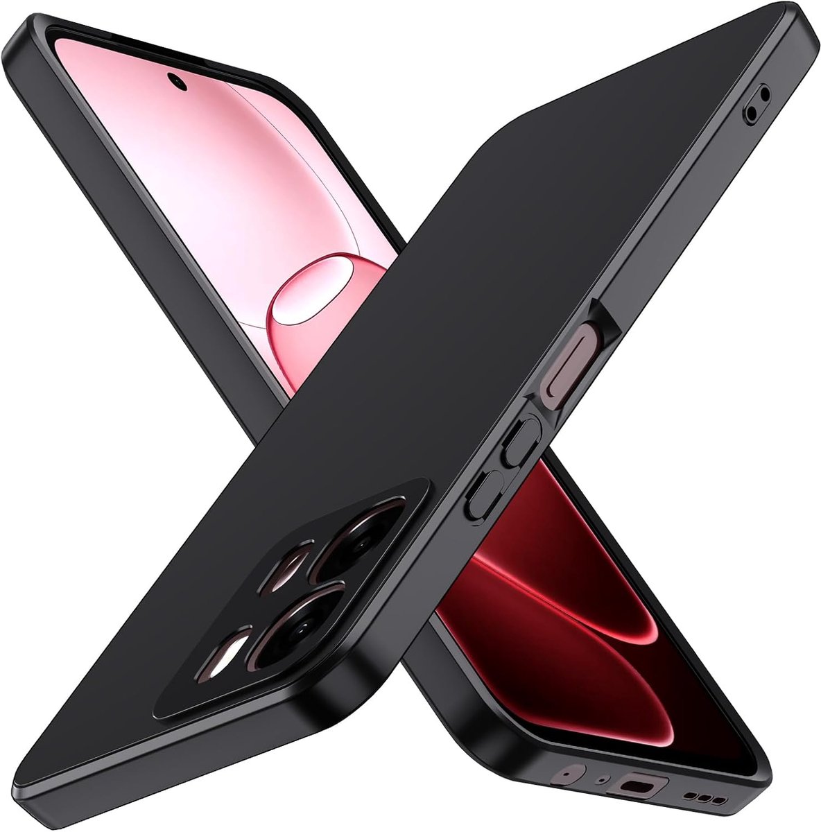 Mobiel toont ivoler Silicone Case - Ultra dun - Matte zwart - Volledige camera bescherming - ShopVlot
