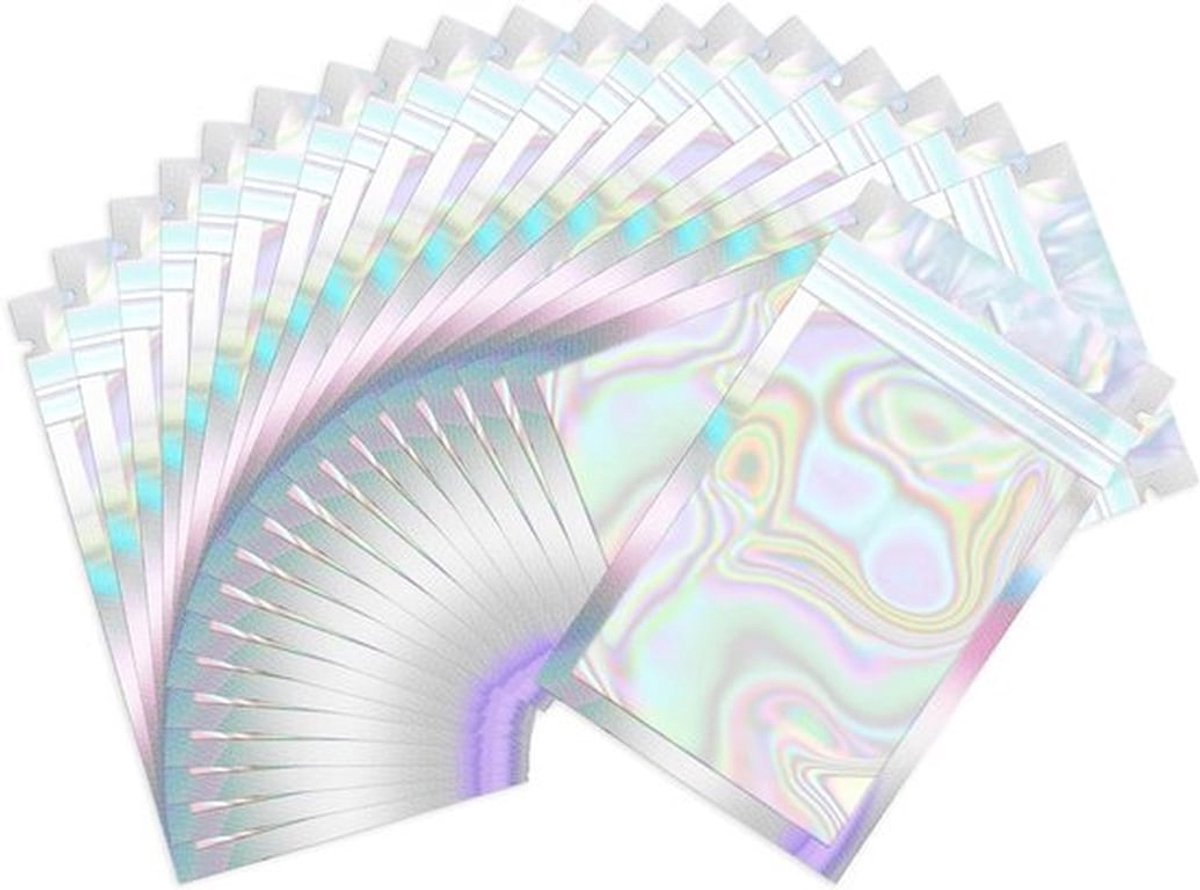 Folie Zakken 100 Stuks - Geurweerstand - Holografische Zakjes - Herbruikbaar - Transparant - Duurzaam Materiaal - Mylar Zakken