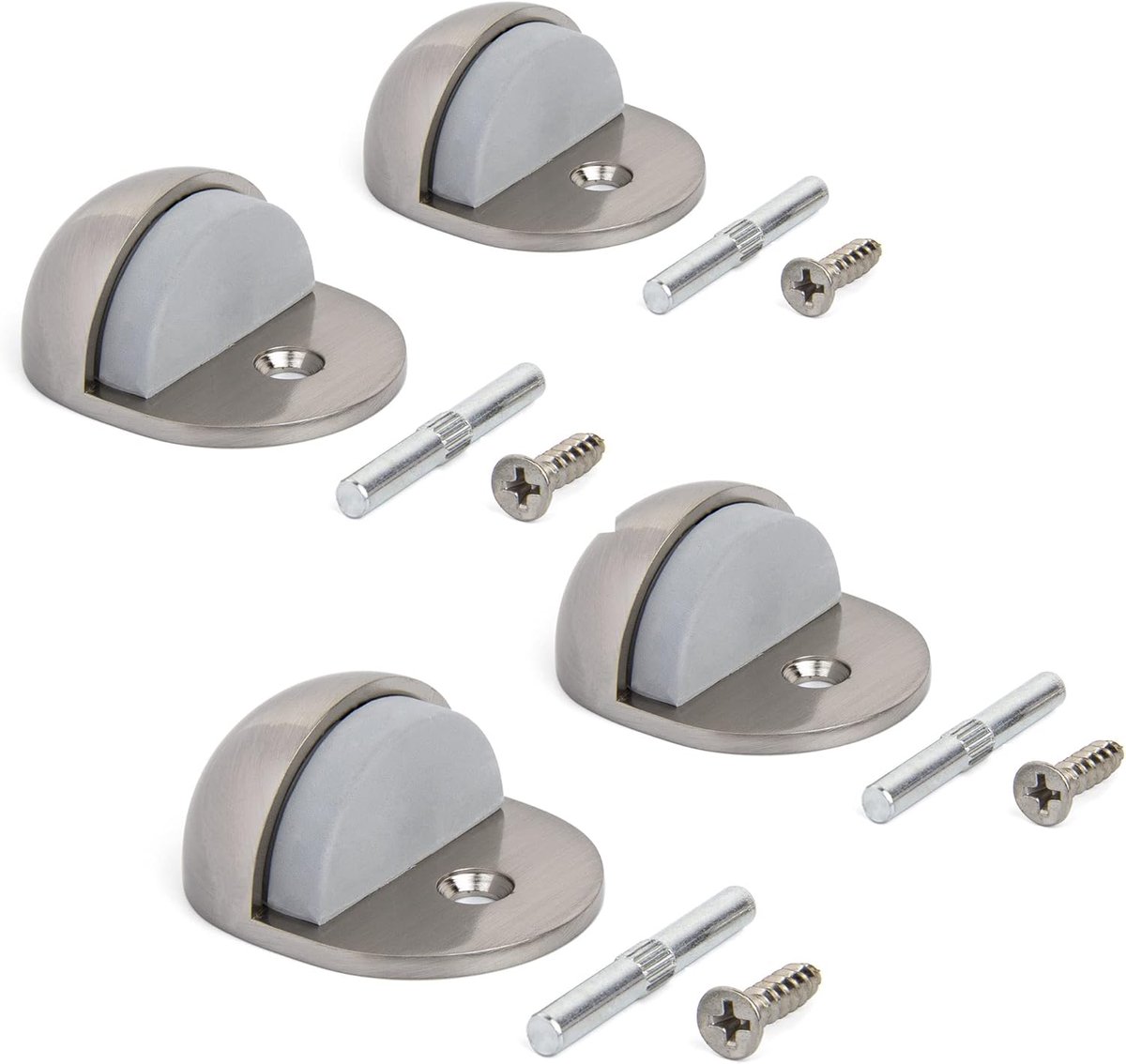 Deurstoppers set van 4 - rubber met roestvrijstalen afwerking - beschermt wand en deur - ideaal voor thuisgebruik - ShopVlot