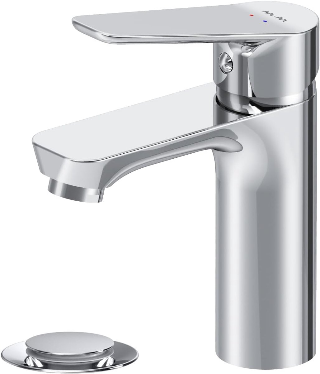 AM.PM – Hit FTA82200 Bathroom faucet, single lever basin mixer made of brass with drain fitting, chrome-plated - ShopVlot