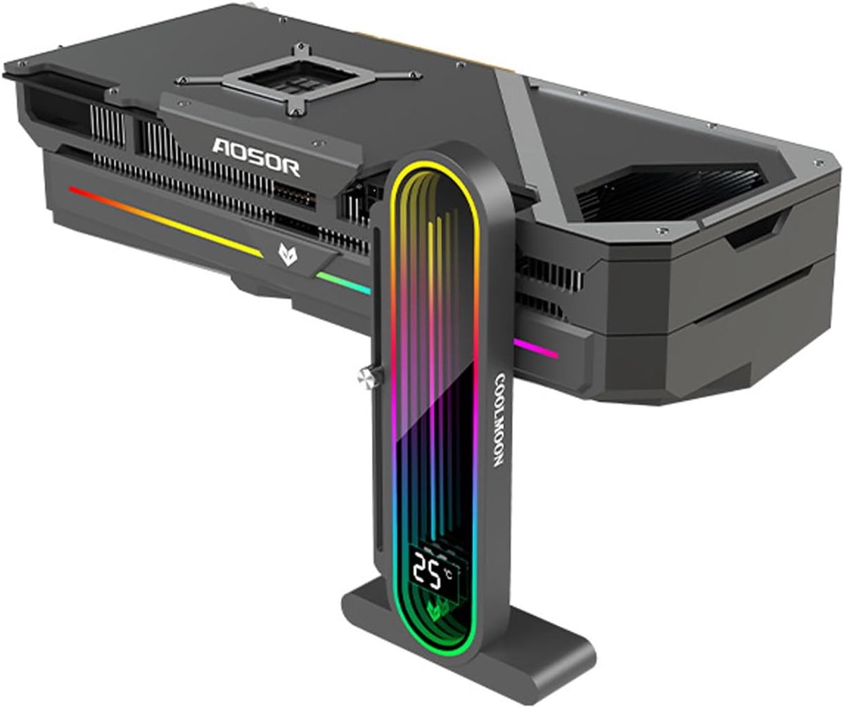 PC Temperature Display, GPU Anti Sag Bracket, Adjustable Height RGB GPU Stand Temperature Display 5V 3Pin Video Card - ShopVlot