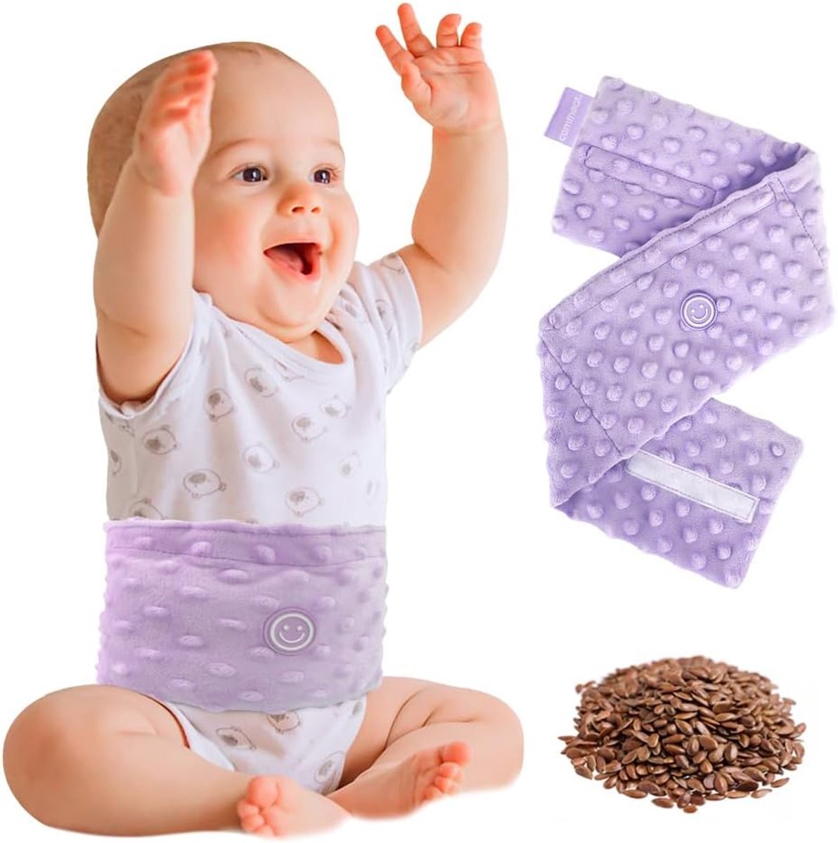 Colic and Gas Relief for Newborn Toddlers Heated Flaxseed Tummy Wrap Baby Swaddle Belt, Natural Aid for Upset Stomach - ShopVlot