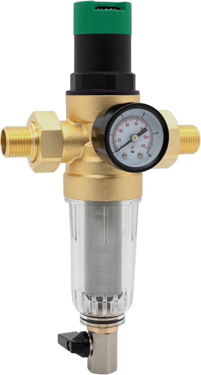 VANCOCO Water Pressure Regulator 1/2 Inch Adapter DN 15, Water Pressure Regulator with Backwash Filter and Pressure - ShopVlot