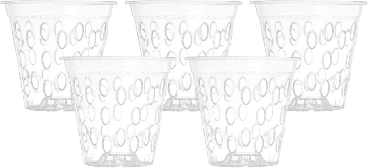 Transparent plastic orchid pot, perforated pot holder with raised bottom Ø 14 cm (5, 14) - ShopVlot