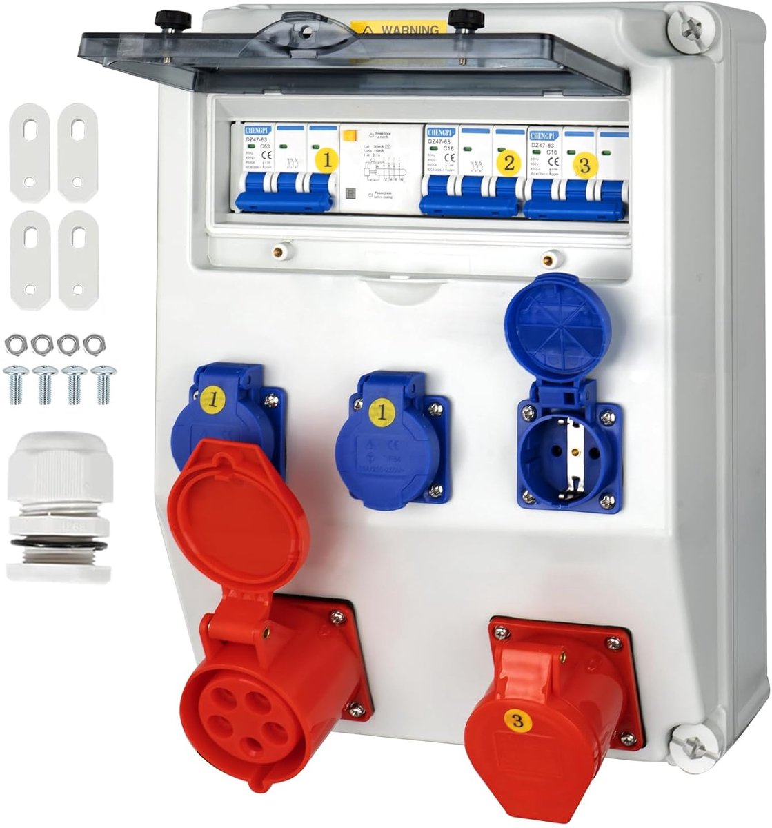 Construction power distributor, IP65 waterproof power distributor with circuit breaker, wall divider with IP54 - ShopVlot