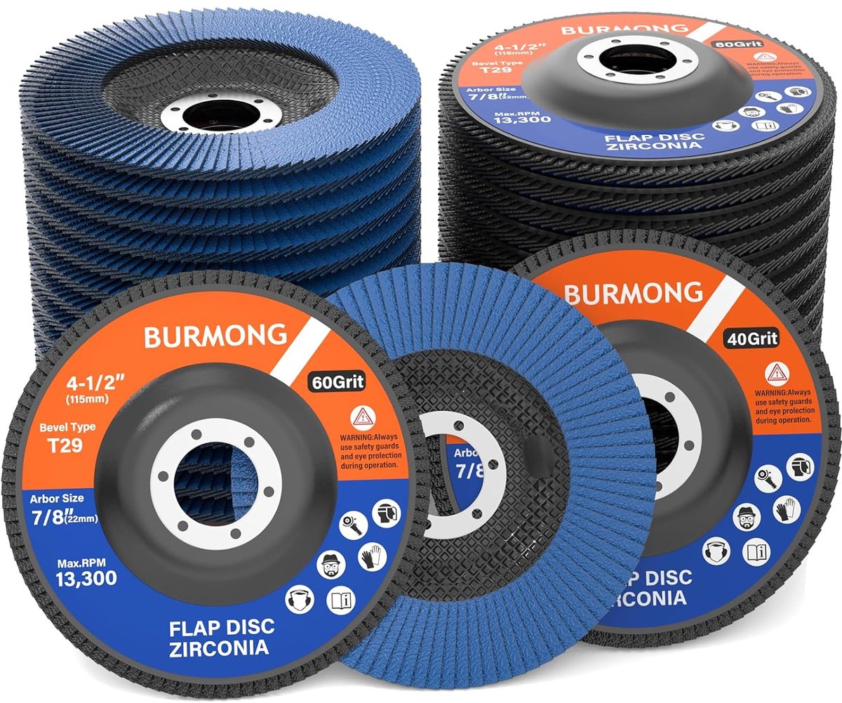 BURMONG 30 stuks waaierschijven 125 mm (4-1/2") – zirkoniakorund lamellenschuurschijven type T29, korrel 40/60, voor - ShopVlot