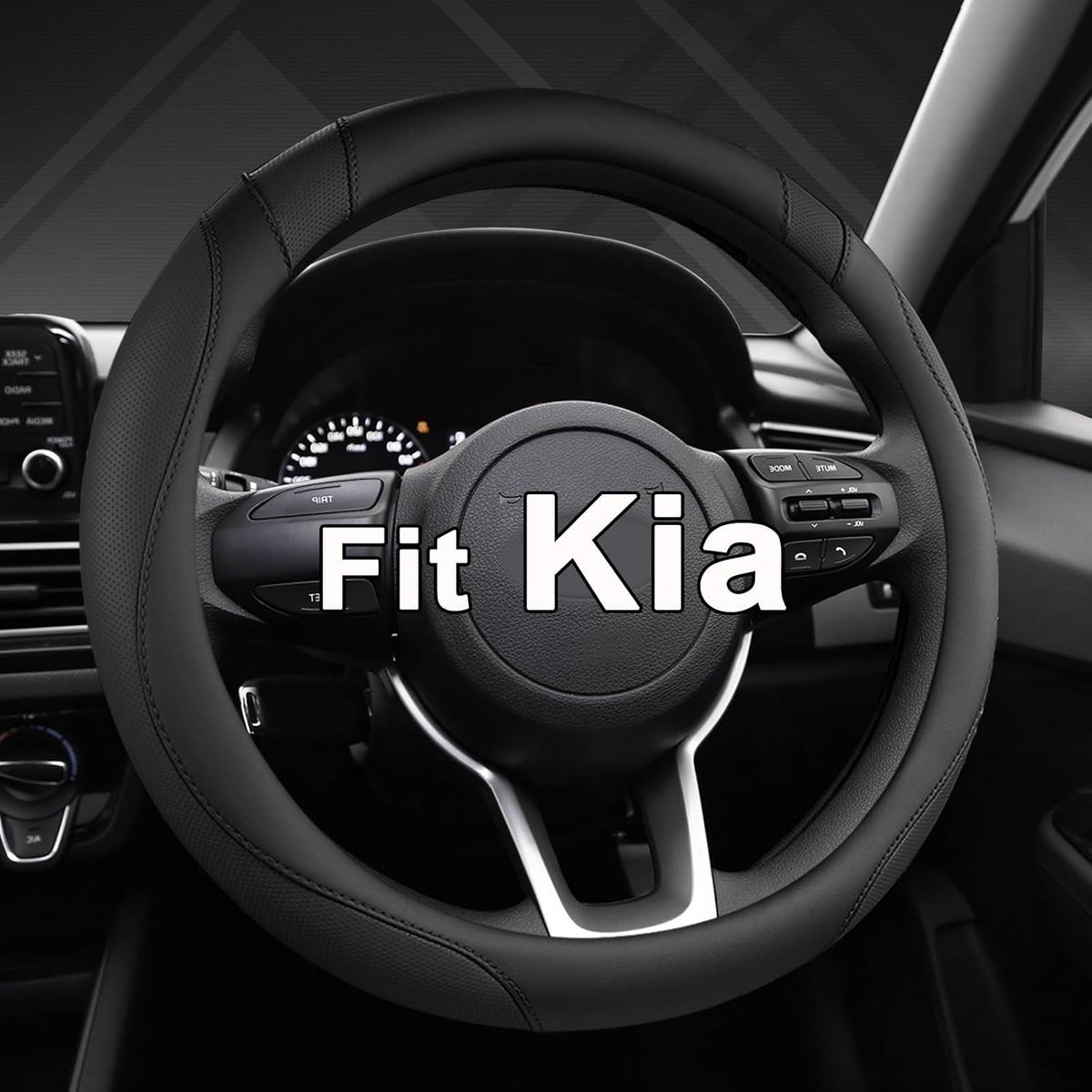 GIANT PANDA Custom Steering Wheel Cover for Kia Sportage, Sorento, Spectra, Forte (14.5-15 inch - Black - ShopVlot