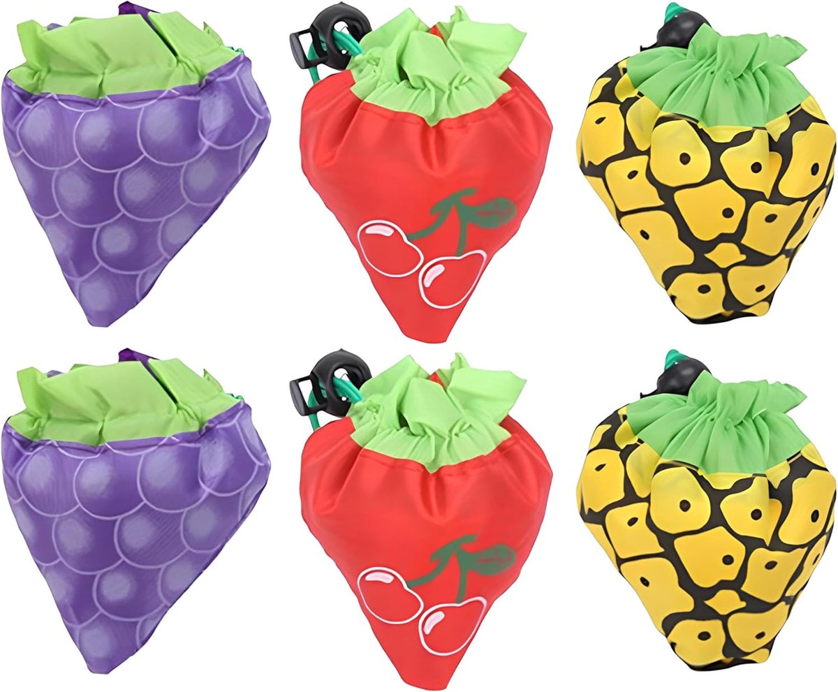 Shopping Bag, 3 Pcs Foldable Shopping Bag Cherry Shape Grape Pineapple Reusable Storage Bag Carry Bag Light Bags for - ShopVlot