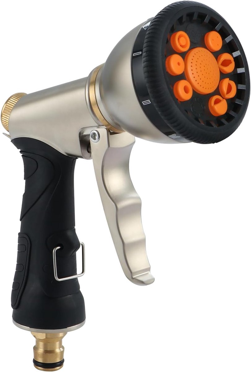 Garden Hose, Pipe Spray Gun, 9 Adjustable Patterns, Metal Garden Hose Gun, Multifunctional Garden Hand Shower for - ShopVlot