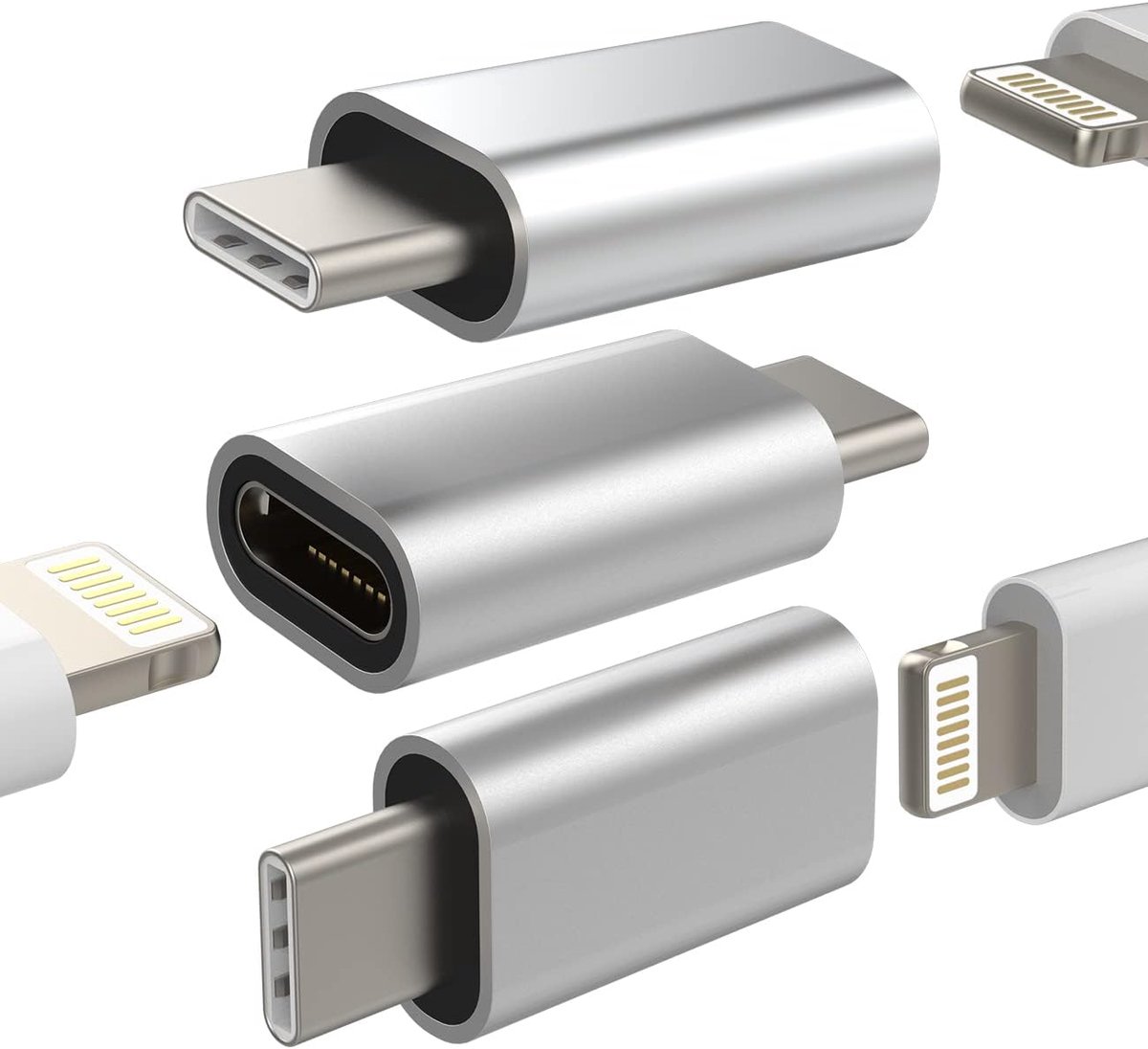 Lightning Vrouwelijke naar USB C Mannelijke Adapter (3pack) voor Galaxy S22 Ultra S20 S21 S9 S10 Plus Note Z Flip - ShopVlot
