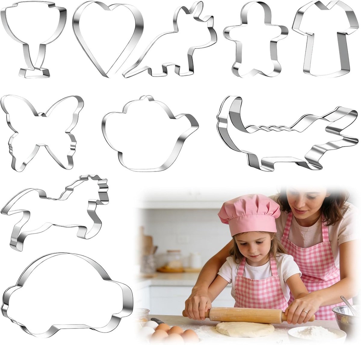 10 household cookie cutters, made of stainless steel - suitable for parties, holidays and everyday use - ShopVlot
