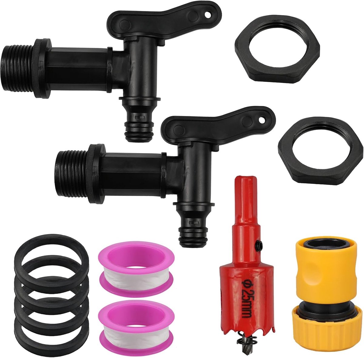 2pcs Rain Barrel Spout Tap, Plastic Replacement Tap 3/4 Inch Plastic Spout Tap for Rain Barrel, Plastic Insert for - ShopVlot