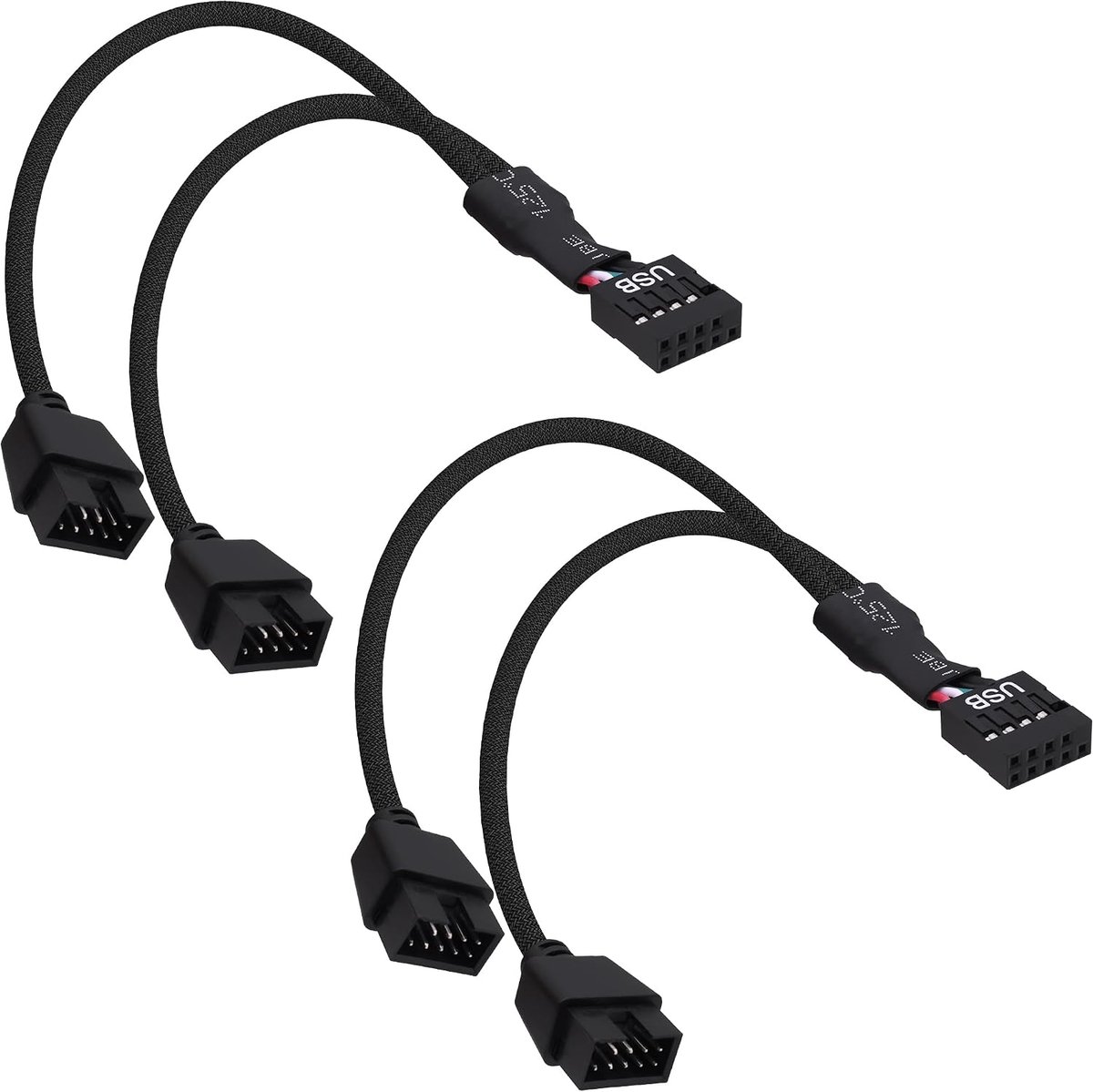 Motherboard USB Header Splitter Y Cable USB 2.0 9Pin Female to Dual 9Pin Male Motherboard Header Splitter Hub 1 to 2 - ShopVlot