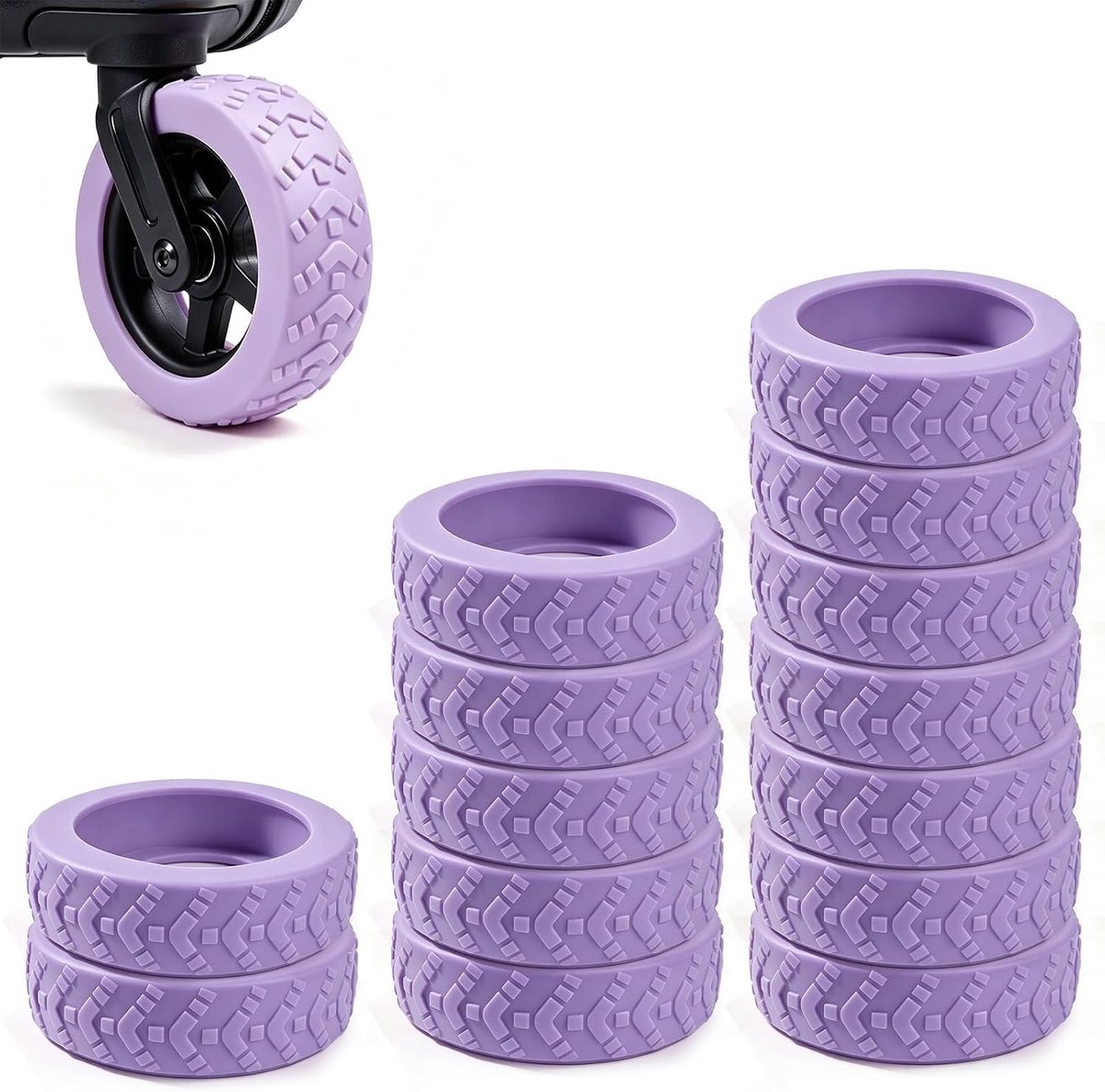Kofferwielbescherming, geschikt voor 5-6 cm, 16 stuks kofferwielen, rubberen bescherming, antislip rolbescherming voor - ShopVlot