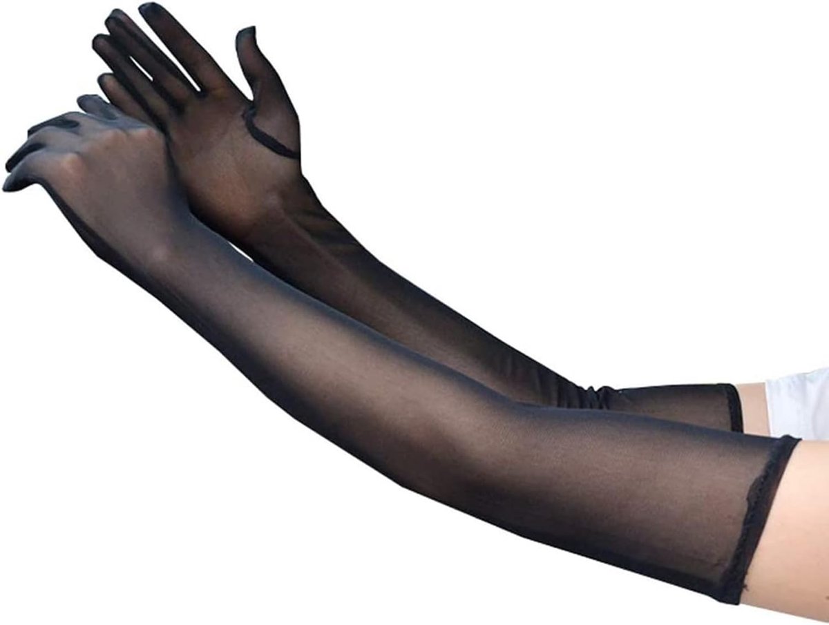 JOYOLA Semi-Transparent Long Tulle Surgical Gloves for Women Wedding Transparent Elbow Length Party - ShopVlot