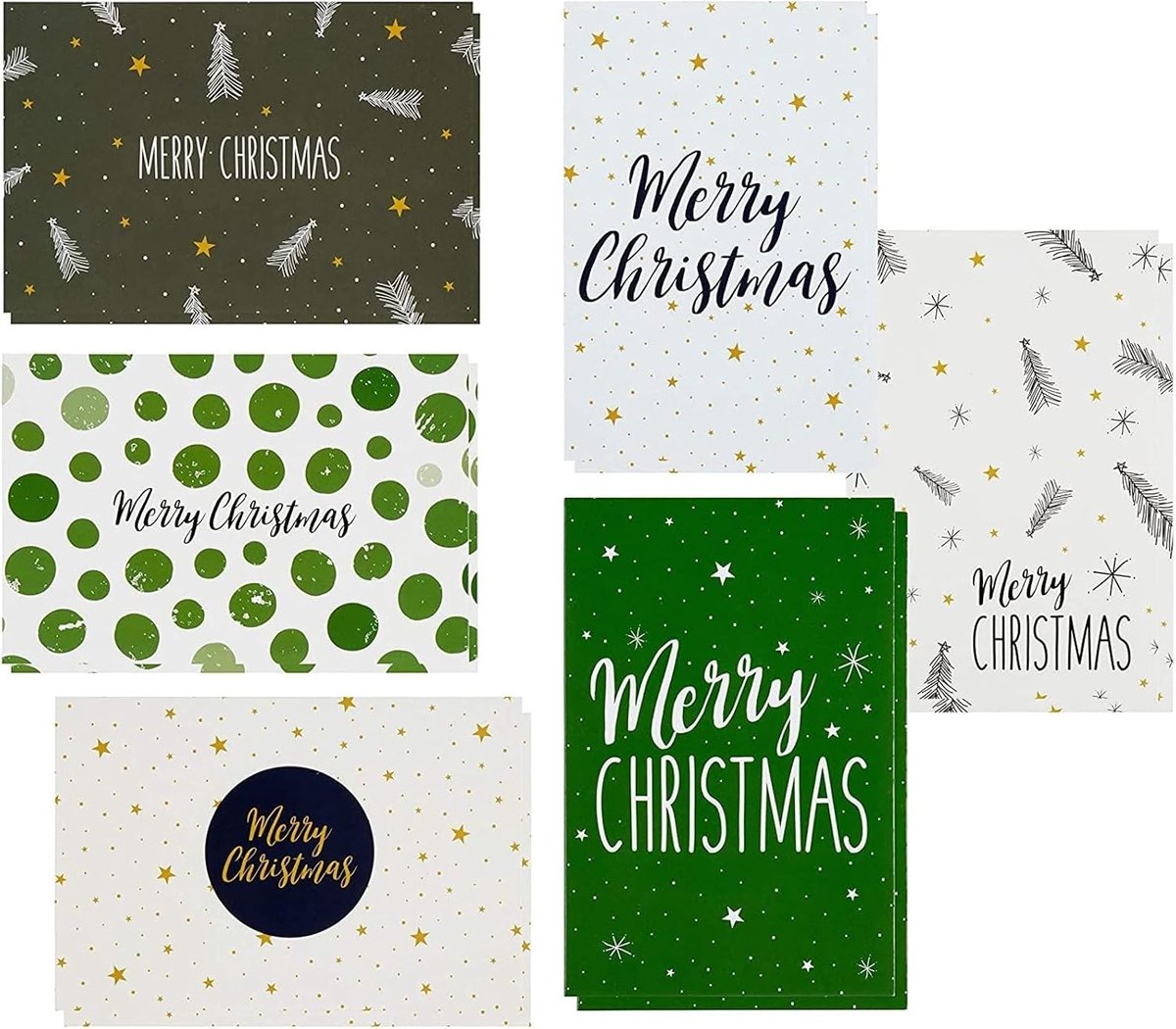 Kerstkaarten 48 stuks - Groene en Crème kleuren - Hoge kwaliteit - Persoonlijke boodschap - ShopVlot