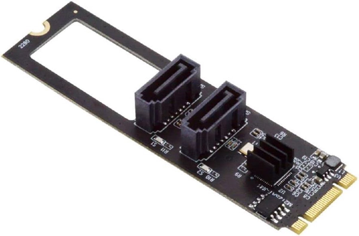 Cablecc PCI Express NGFF Key B+M to SATA 3.0 6Gbps Dual Ports Vertical Adapter Converter Hard Drive Expansion Card - ShopVlot