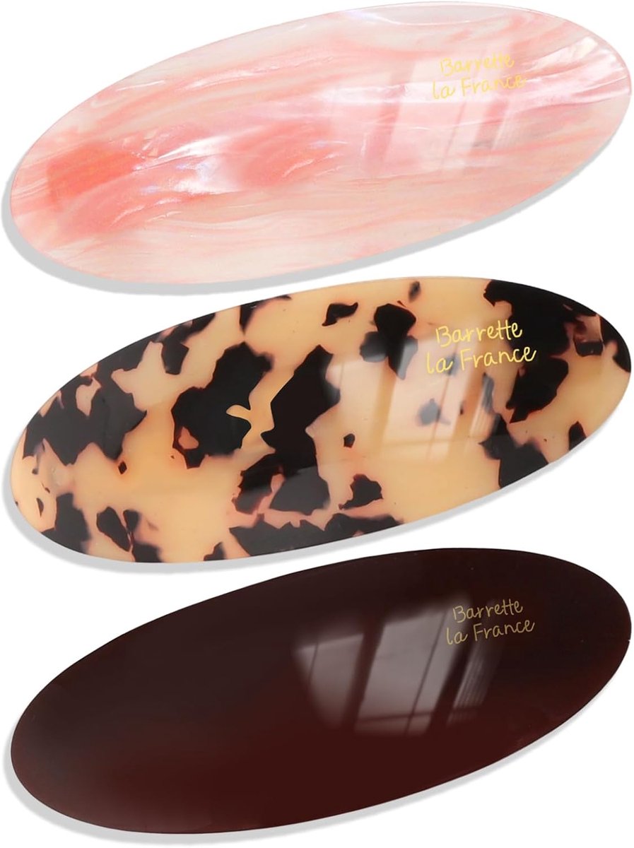 3 stuks haarspelden voor dames, 8,6 x 3,3 cm, ovaal, Franse haarspeld, vintage haarspelden voor dames, dun haar - ShopVlot