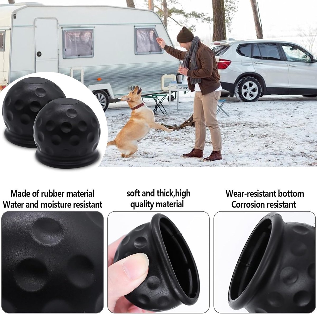 2 Pieces Tow Bar Protective Caps, Universal Protective Caps, Rubber Tow Bar Cover Diameter 50 mm for Trailer, Car - ShopVlot