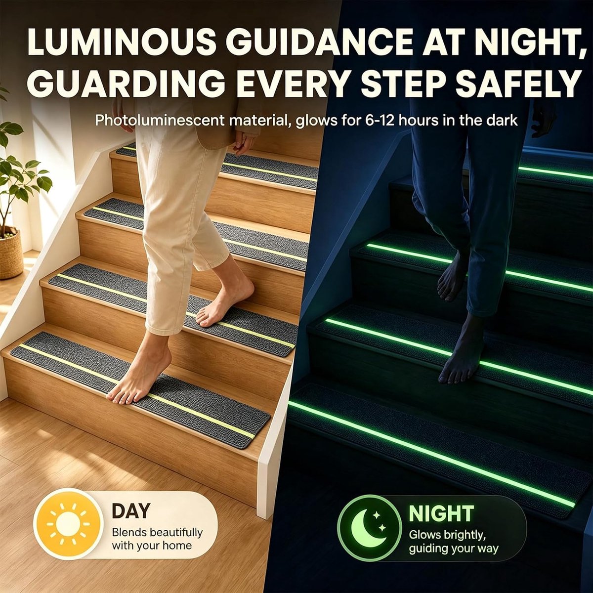 Trapmatten 15 stuks - 76 cm x 20 cm - glow-in-dark - antislip voor veiligheid - ShopVlot