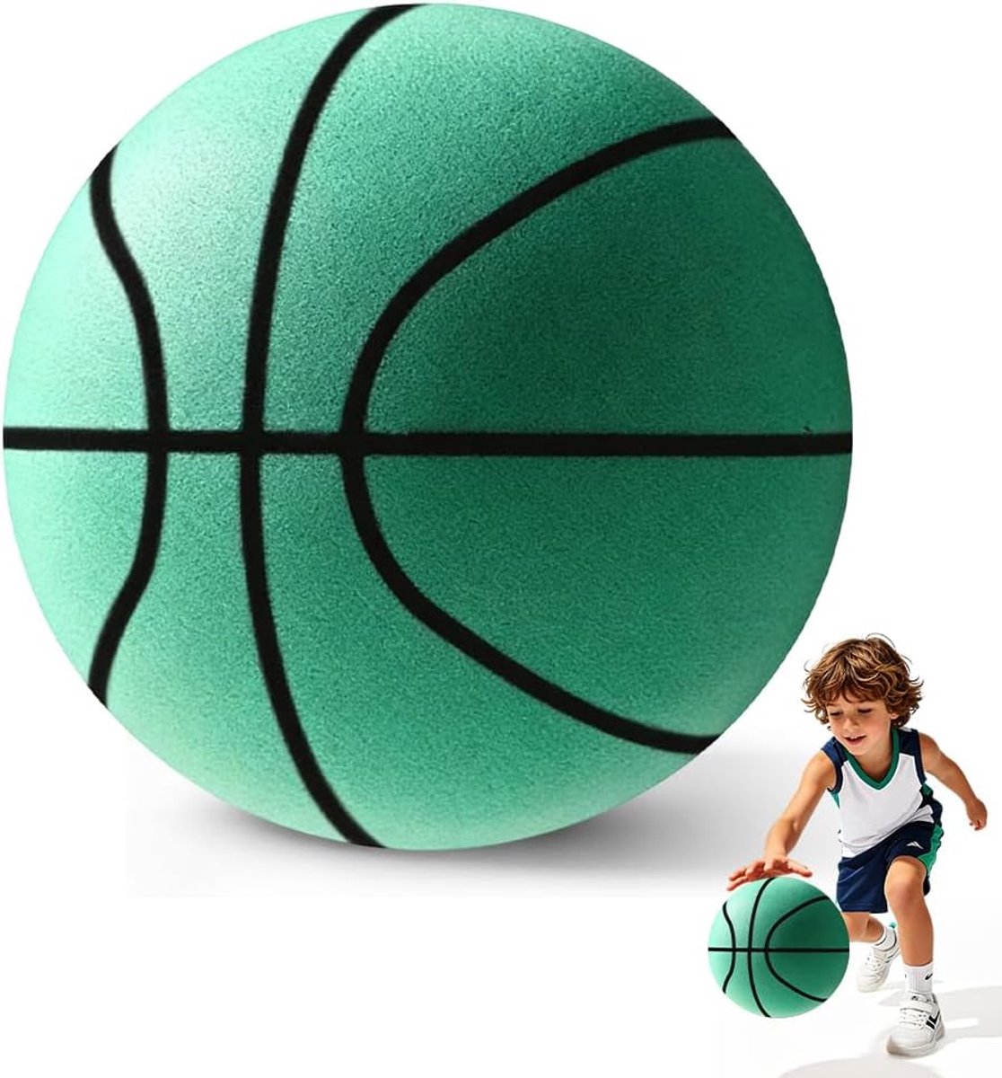 Basketbal 24 cm - schokabsorberend schuimrubber - stille springbal - ideaal voor indoortraining - ShopVlot