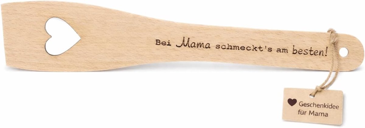 MC-Trend® wooden spatula - 30 cm - with heart and engraving - Mommy tasty Mother's Day - ShopVlot